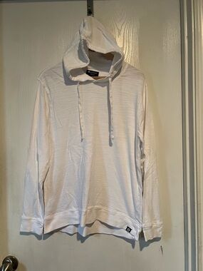 Sperry Premium Apparel Mens White Slub Cotton Lightweight Hoodie Size L